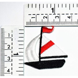 Set 3 Pcs Mini Small Cute Ocean Sailing Cruise Boat Sailboat Iron On Patch Cartoon Sticker Craft Embroidery Patch Heat Transfer Applique DIY Clothing T-Shirt Polo Backpacks Cap Costume