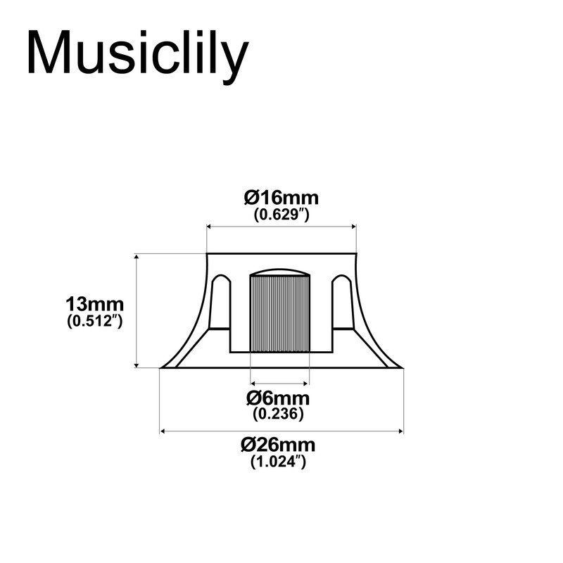 Musiclily Pro Metric Coarse 18-Spline Top Hat Bell Knobs Tone