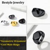 Bestyle Cool Black Signet Rings Square Shape Stainless Steel Big