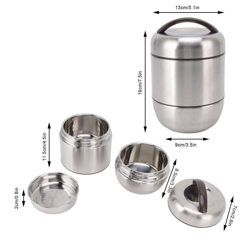 Fiambrera Bento con Aislamiento de 1,5 L, Compartimento Apilable de