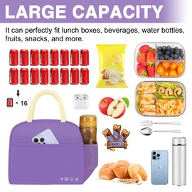 KUBYA Lunch Bag Lunch Box for Women Men Reusable Insulated Lunch Box for Adult Lunch Tote Bag Lunch Container for Office Work Picnic Beach or Travel（Purple）