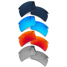 4 Pair Polarized Replacement Lenses for Oakley Flak 2.0 XL - Black+Blue+Silver+Red