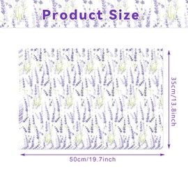 50 Sheets 20 x 14 Inches Lavender Printed Tissue Paper, Romantic French Style Purple Flower & Green Leaf Design for Flower Bouquet Wrapping, Candy Bag Fillers, Wedding Decor, Gift Box Packaging