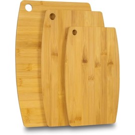 EVINOS Kitchen Thick Wooden Chopping Boards – 3 Piece Organic Bamboo Chopping Board Set - Ideal for Cutting Meat, Vegetables, Cheeses and Bread