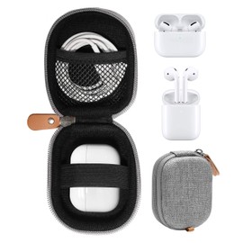 WGear Protective Case for Airpods, Handy Semi-hard case for airpods for travel, protective and orgaize, Shock and shake Proof, mesh pocket for cable and other accessories (Gray)