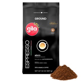 gila café Ground Coffee Medium Roast Espresso 32oz (1-Pack) - 100% Mexican Arabica Bean Coffee Grounds - Made with Coffeeberry - Chocolate, Hazelnut, Vanilla Notes
