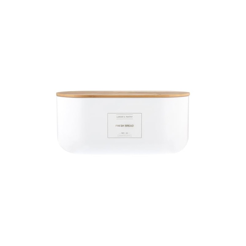 TYPHOON Eden Bread Storage, White/Bamboo Lid, H15 x W34 x