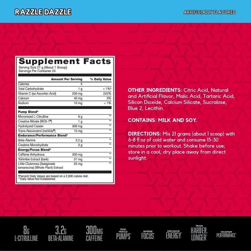 Glanbia Performance Nutrition BSN NOX VASO RAZZLE DAZZLE 1.11LB