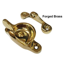 QCAA Forged Brass Sash Lock in Solid Brass, CTC 2", Bright Brass US3, 4 Pack, Made in Taiwan