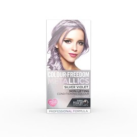 Colour Freedom Metallic Permanent Silver Violet Conditioning Hair Dye. Infused with Shea Butter and Argan Oil for Ultra Glossy Conditioned Hair. 100% grey coverage. By Knight & Wilson.