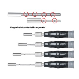 kwb Micro Bit Holder - 3 Piece Set Includes 2 x Extensions for 4mm Micro Bits and Bits with Shaft with C Magnetic Holder