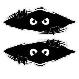 JFGDVW 2 Pcs Peeking Monster Car Stickers, Vinyl Waterproof Funny Car Decals, For Car Bumper Motorbike Suitcase Car Window Laptop (28cm*11cm,Black)