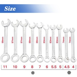 Eyech 10pcs Ratcheting Wrench Set, Metric Mini Open and Box End Wrench Set with Flexible Head Dual-Purpose Spanner Tool Gear Ring Ratcheting Wrench Set Car Hand Wrench Tool 4mm-11mm