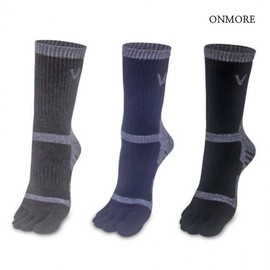 Onmore Men's Cotton Toe Socks - Mid/Long-Calf Sport (5-Pair Summer Pack) Hiking Long-Calf/Black