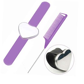 Braider Band and Comb, Magnetic Silicone Wristband for Braiders with Parting Comb, Professional Braiding Tools (Purple)