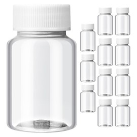 Homoyoyo 12 Frascos de Plástico Vacíos Transparentes de 50 Ml con Tapa Hermética Frascos Rellenables para Medicamentos Líquidos y Lociones Envases Compactos para Viaje y Almacenamiento