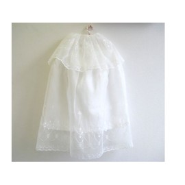 Petite Floral Embroidered Shrine Visiting Cape with Hat 507121, white