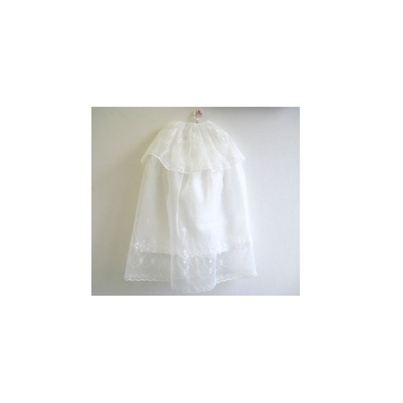 Petite Floral Embroidered Shrine Visiting Cape with Hat 507121, white