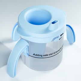 ClaspVital Dysphagia Cups for Adults 5cc 10cc 15cc, Update Flow Control Spill Proof Cup for Dementia, Parkinson & Stroke - Adult Sippy Cups for Elderly (Blue)