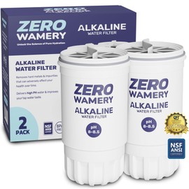 Zero Wamery 5-Stage Alkaline Filter 2-Pack - Replacement for Zero Filter ZR-017 Pitchers & Dispensers - NSF Certified, Reduces PFOA/PFOS, Chlorine & More