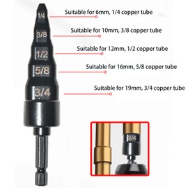MIYIMORE HVAC Repair Tool, 5-in-1 Air Conditioning Copper Pipe Expansion Swaging Drill Bit Set.Contains Five Sizes of Drill Bits: 1/4, 3/8, 1/2, 5/8, 3/4.