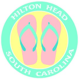 Athena Brands Flip Flops Hilton Head South Carolina - Car Truck Window Bumper Sticker Decal - Sea Grass Green