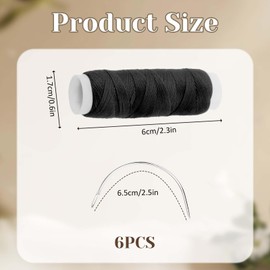 3 Rolls Hair Weaving Thread Professional Hair Extension Tools Sewing Threads and Needles Set Hair Extensions Thread with 3 Pcs C Shaped Needles for Making Wig DIY Hand Sewing Hair Weave Extension