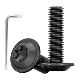 Pack of 20 M6 x 25 Screws, Pan Head Screws, Torx Screws, Flat Head Screws with Washer, Stainless Steel A2 V2A Full Thread, Flange Screw with Torx Key (M6 x 25)