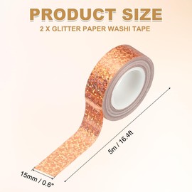 PATIKIL 2Roll Prism Tape, Decorative Tape for Crafts, Gold