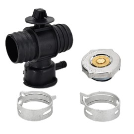 Radiator Coolant Filler Neck with Fill Cap 52028810AL Compatible with Chrysler 200 Dodge Jeep Patriot 2.4L 3.7L 4.0L Replace 52029195AK 55116901AA, 1xCoolant Filler Neck, 1xFill Cap, 2xClamps