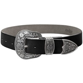 BS040-S5521 Floral Engraved Western Fashion Style Full Grain Leather Belt 1-1/2" (38mm) Wide - Antique (Black, 46)