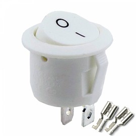 Rocker Switch Rocker Switch 2-Pin Round Red Black White On/Off 6A/250V Plastic Push Button Switch Car White