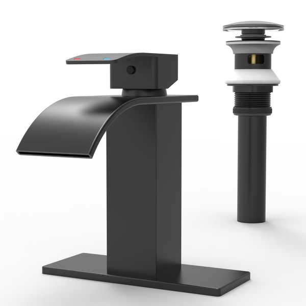 RUACQ Waterfall Bathroom Faucet,Single Handle Bathroom Sink Faucets for 1