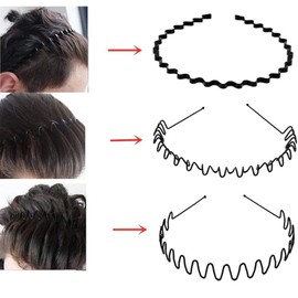 6Pcs Unisex Wavy Headband Metal Hair Band for Men Women's Hair Hoop Clips, MH MOIHSING Elastic Non Slip Wide Headbands Ordinary Headwear Bandeau Hair Accessories for Women and Men