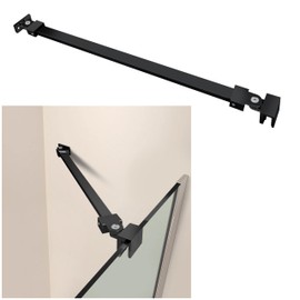 Shower Door Support Bar Rod, 18.11 Inch Length Stainless Steel Wall-to-Glass Brace, for 1/4"(6mm) 5/16"(8mm) 3/8"(10mm) Thick Framless Glass Door, Matte Black