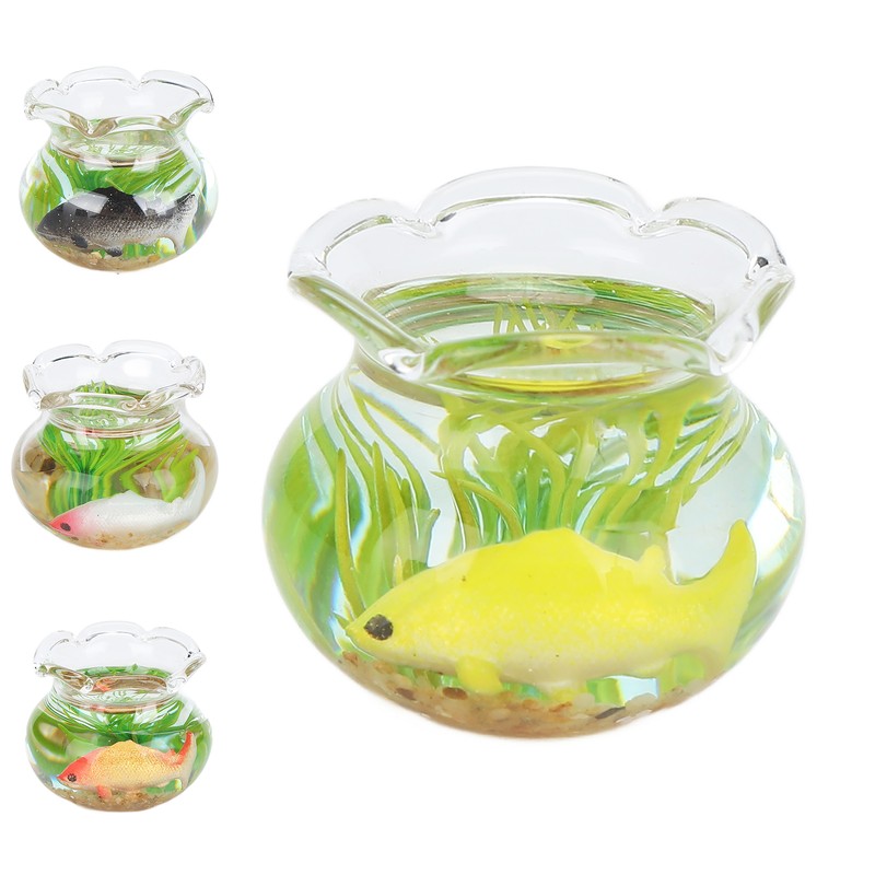 4pcs 1:12 Scale Miniature Glass Goldfish Bowl DIY Fish Bowl