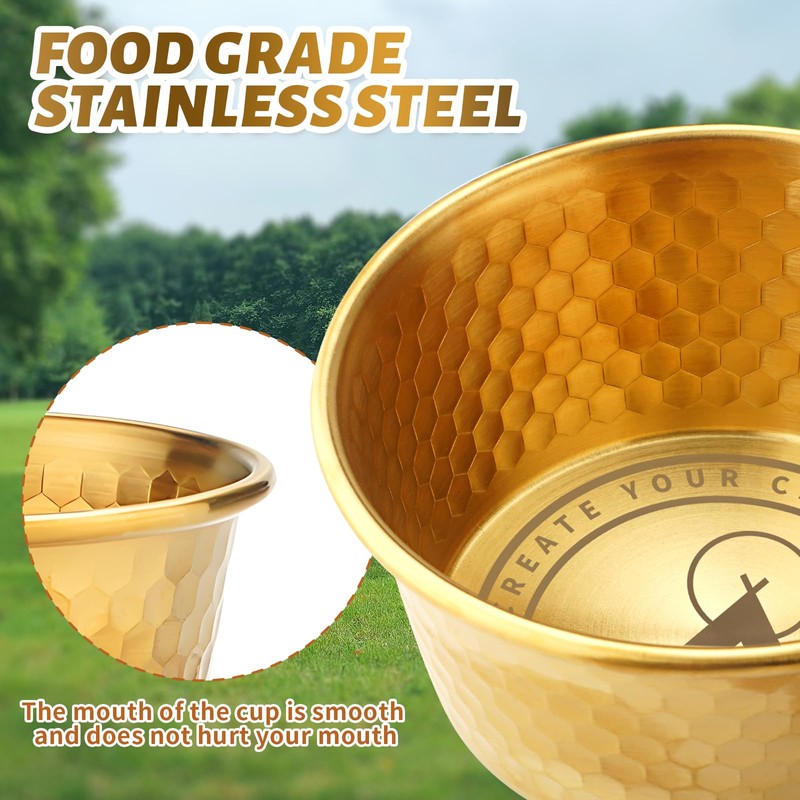 Camping Sierra Cup Set fo 2, 304 Stainless Steel Stackable