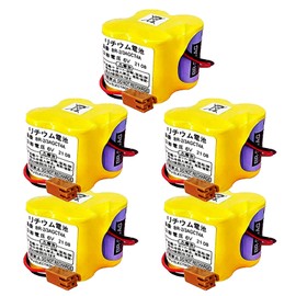 MXCSELLERS 5-Pack BR-2/3AGCT4A 6V Battery for Fanuc A98L-0031-0025 Lithium Battery for CNC Machine (Brown Plug)