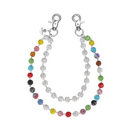 SYcoreland Colorful Rhinestone Wallet Pants Chains for Men Women, Layered Ceramic Bead Jeans Waist Keychain (Double KL002)