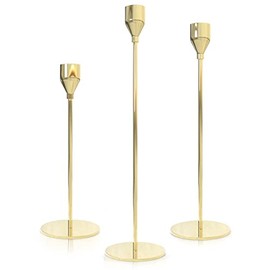 Webner Gold Candlestick Holders for Taper Candles, Set of 3 Taper Candle Holders for Candlesticks, Ideal for Home DÃ©cor, Wedding, Birthday Party, Date Night, Thanksgiving Or Other Special Occasions