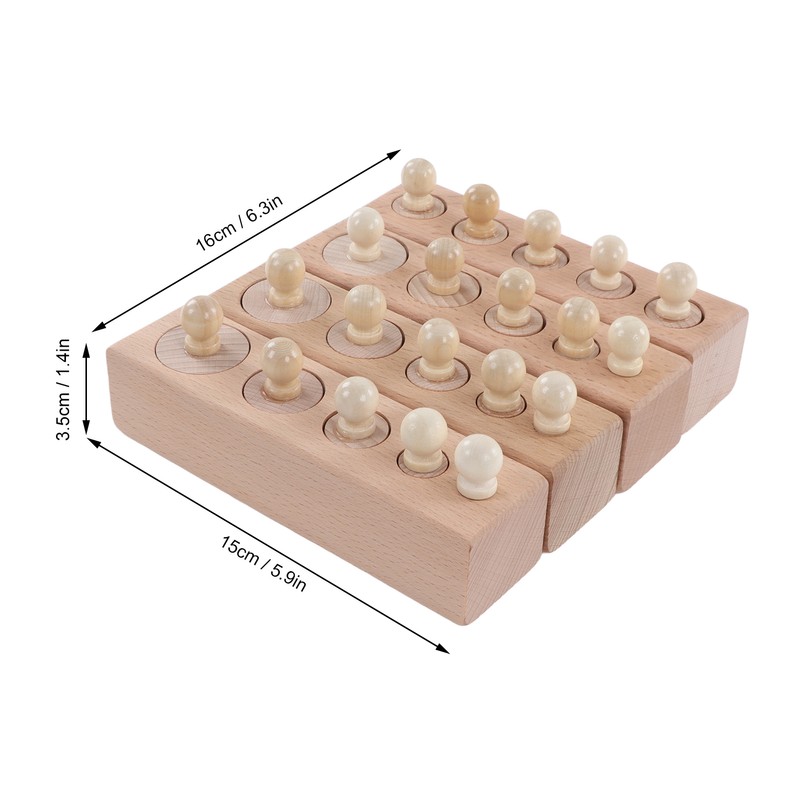 Cylinder Socket Toy Beech Wood Educational Knobbed Cylinders Blocks for