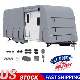 Unbranded Waterproof RV Travel Trailer Cover Gray Non-Woven Fabric  Cover with Storage Bag - 33-35FT