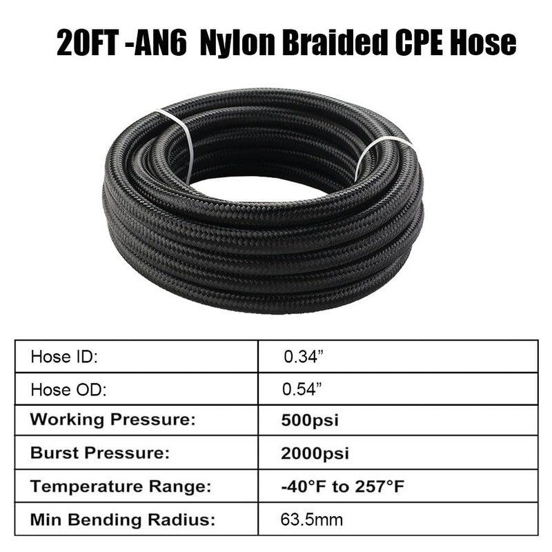 6AN Fuel Line, 3/8 Transmission Cooler Hose,AN6 Braided Fuel Hose
