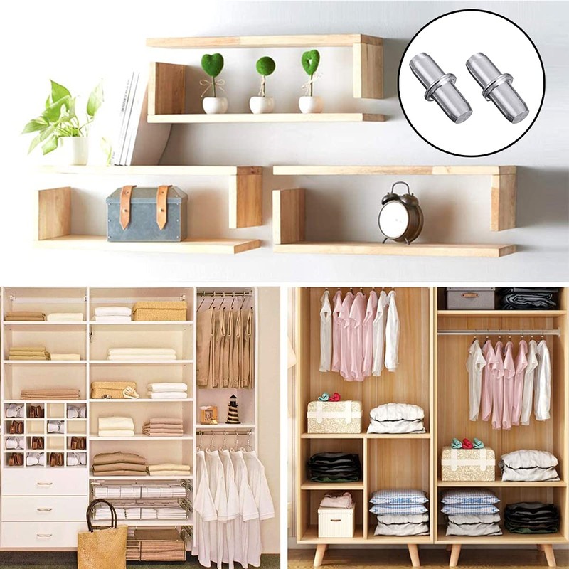 Shelf Pins, 30PCS Nickel Plated Shelf Support Pegs for Cabinet