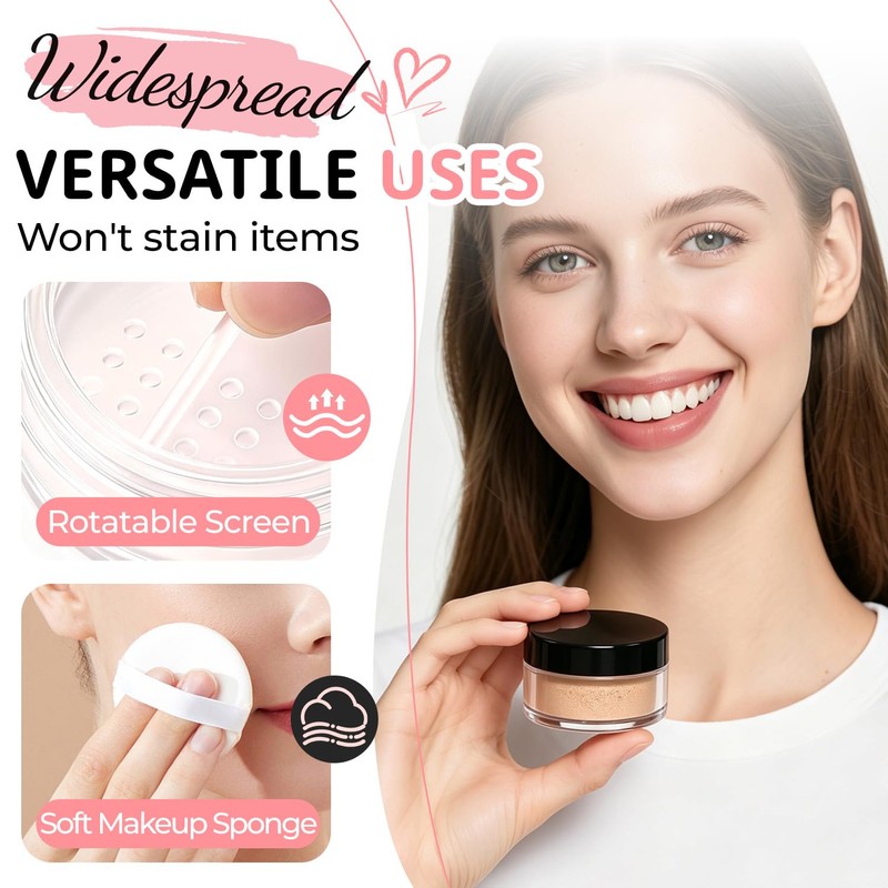 2PCS Travel Powder Containers with Puff, 10ml Mini Loose Powder