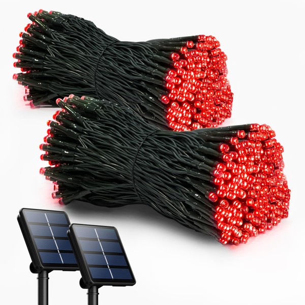 2 Pack Solar String Lights Outdoor, 200 LED Extra-Long 72FT