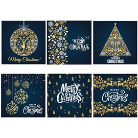 Beautiful Christmas Cards Pack of 12 Blue Theme Xmas cards luxury Modern Christmas Cards (145 x 150 mm) Merry Christmas cards 2023 with Envelopes Perfect for christmas Greetings