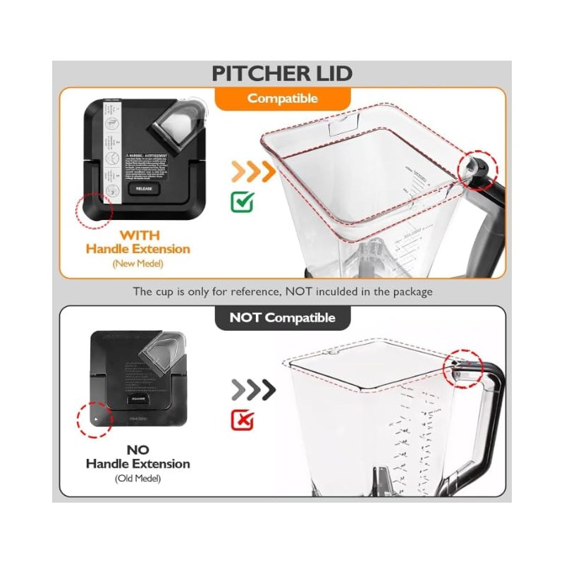 Locking Lid Replacement Compatible with Ninja Blender 72oz XL Pitchers