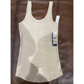 No Boundaries XS (1) Junior Womens Super Soft Fitted Scoop Neck Beige Tank