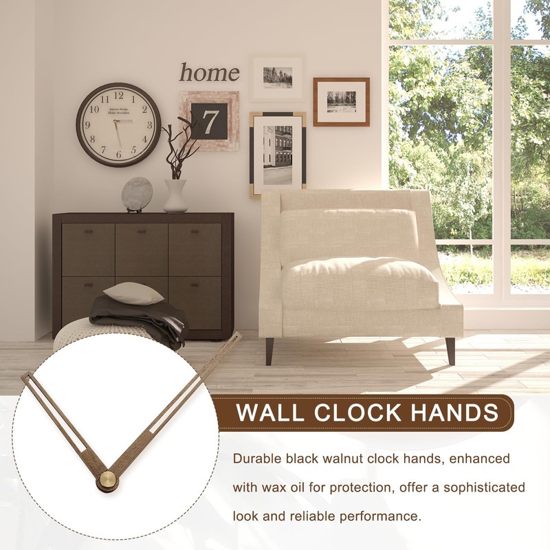 QUARKZMAN Set of 5 Wooden Clock Hands, Walnut Wood Clock